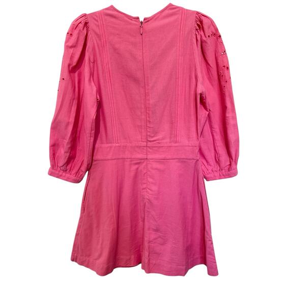 Happyxnature Kate Hudson Cara Eyelet Embroidered Mini Dress Pink Cotton Size 2 - Picture 9 of 10